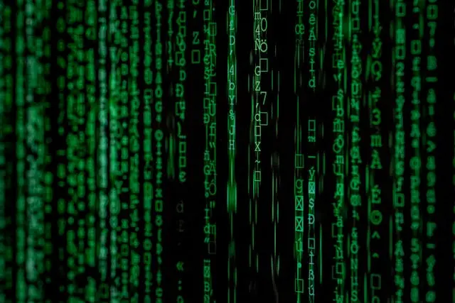 Caracteres verdes em um fundo preto no estilo matrix